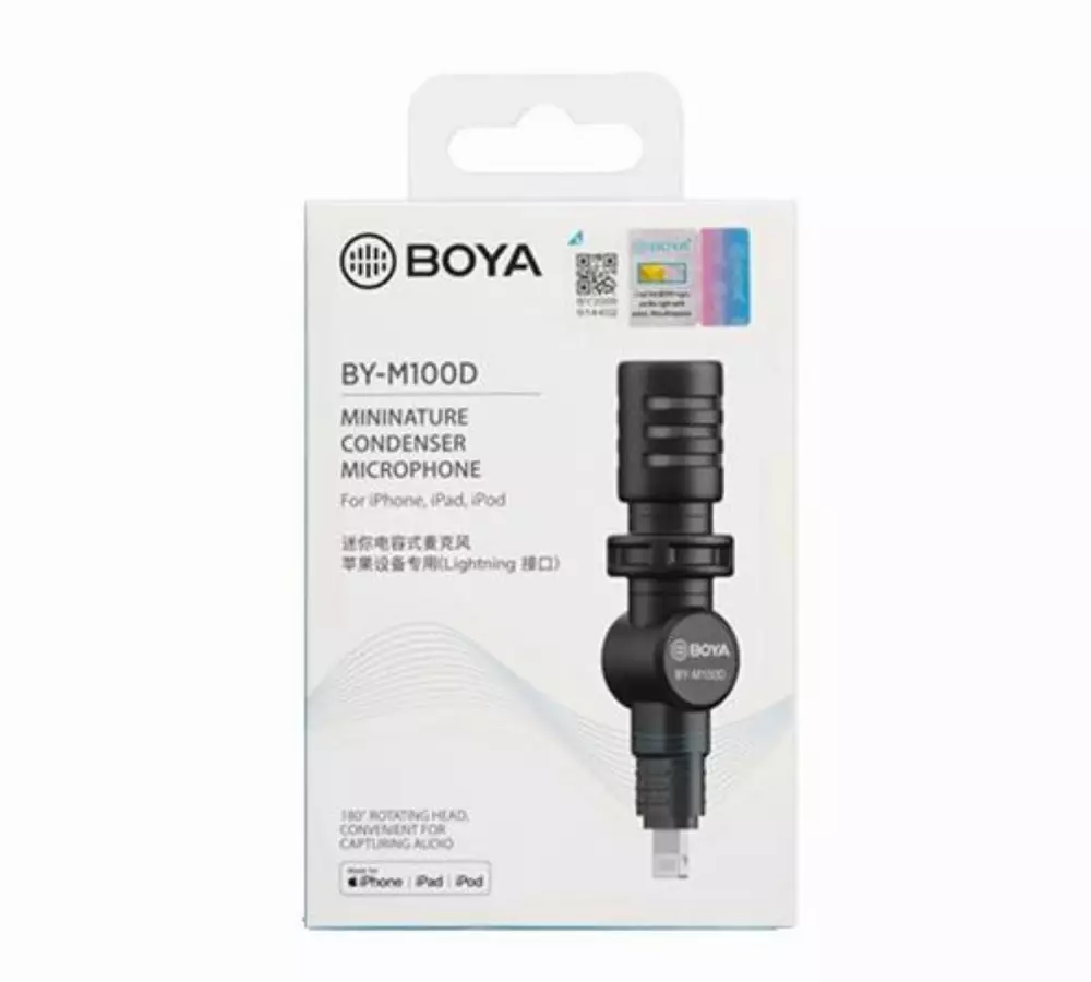Микрофон BOYA BY-M100D компактен, Lightning, iOS