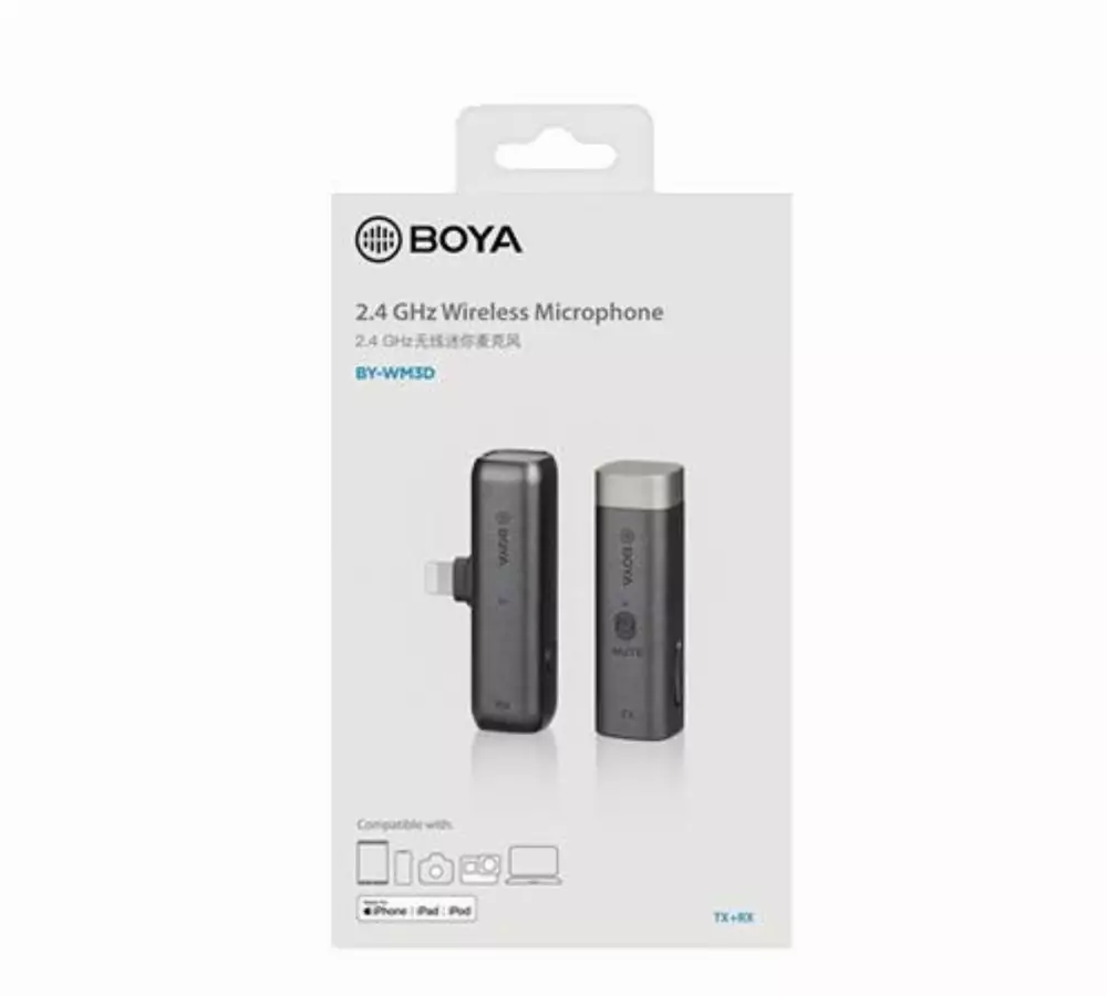 Безжичен микрофон брошка BOYA BY-WM3D, Lightning, комплект предавател и приемник