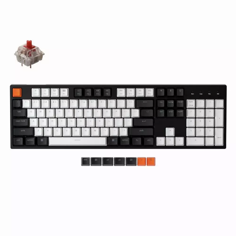 Геймърска клавиатура Keychron C2 Hot-Swappable Full-Size Gateron G Pro Red Switch White LED ABS