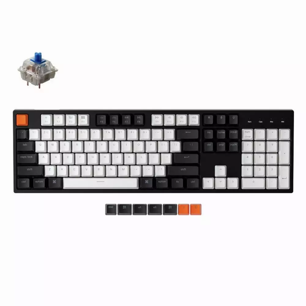 Геймърска клавиатура Keychron C2 Hot-Swappable Full-Size Gateron G Pro Blue Switch White LED ABS