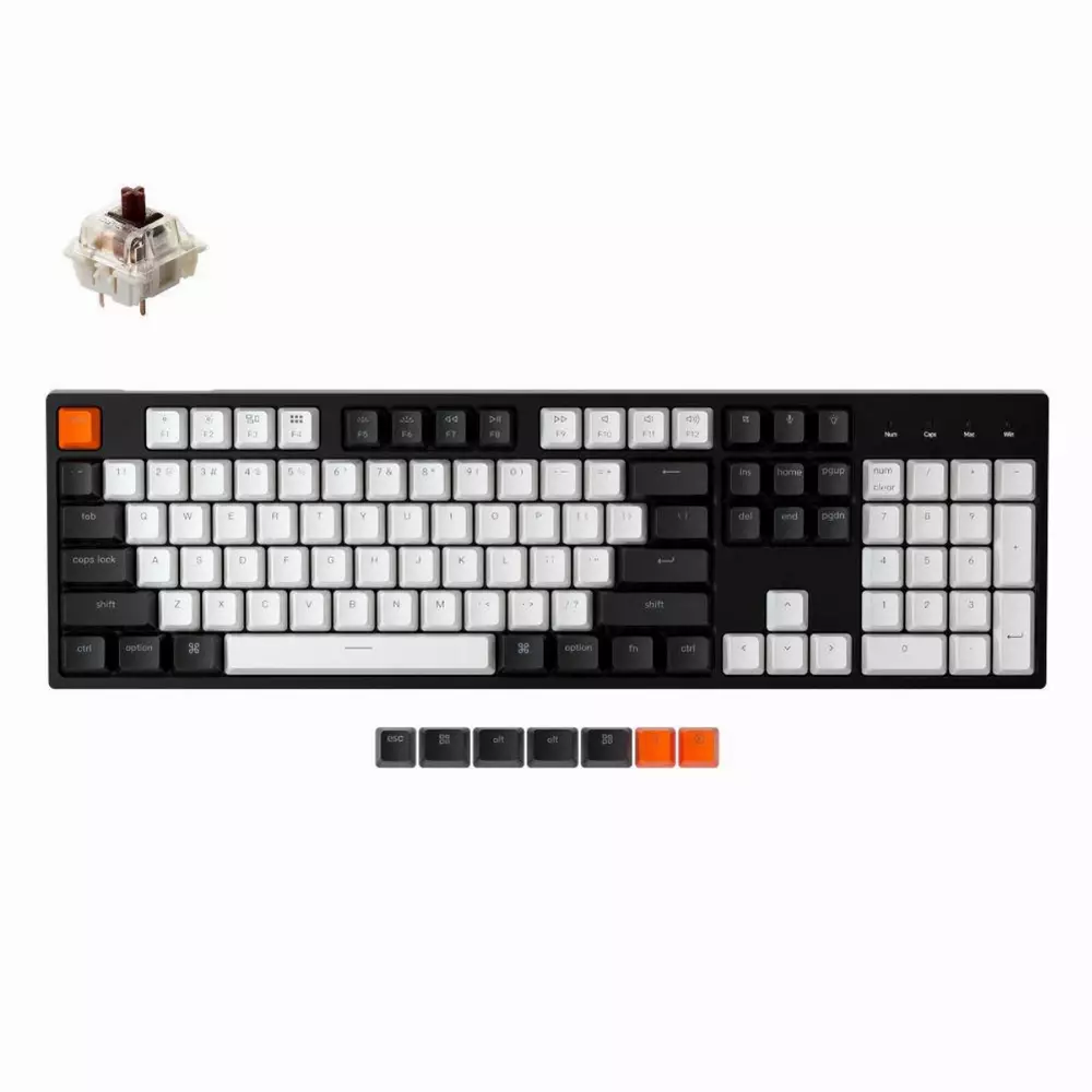 Геймърска клавиатура Keychron C2 Hot-Swappable Full-Size Gateron G Pro Brown Switch White LED ABS