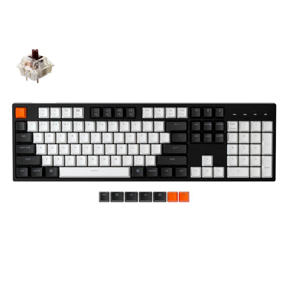 Геймърска клавиатура Keychron C2 Hot-Swappable Full-Size Gateron G Pro Brown Switch White LED ABS