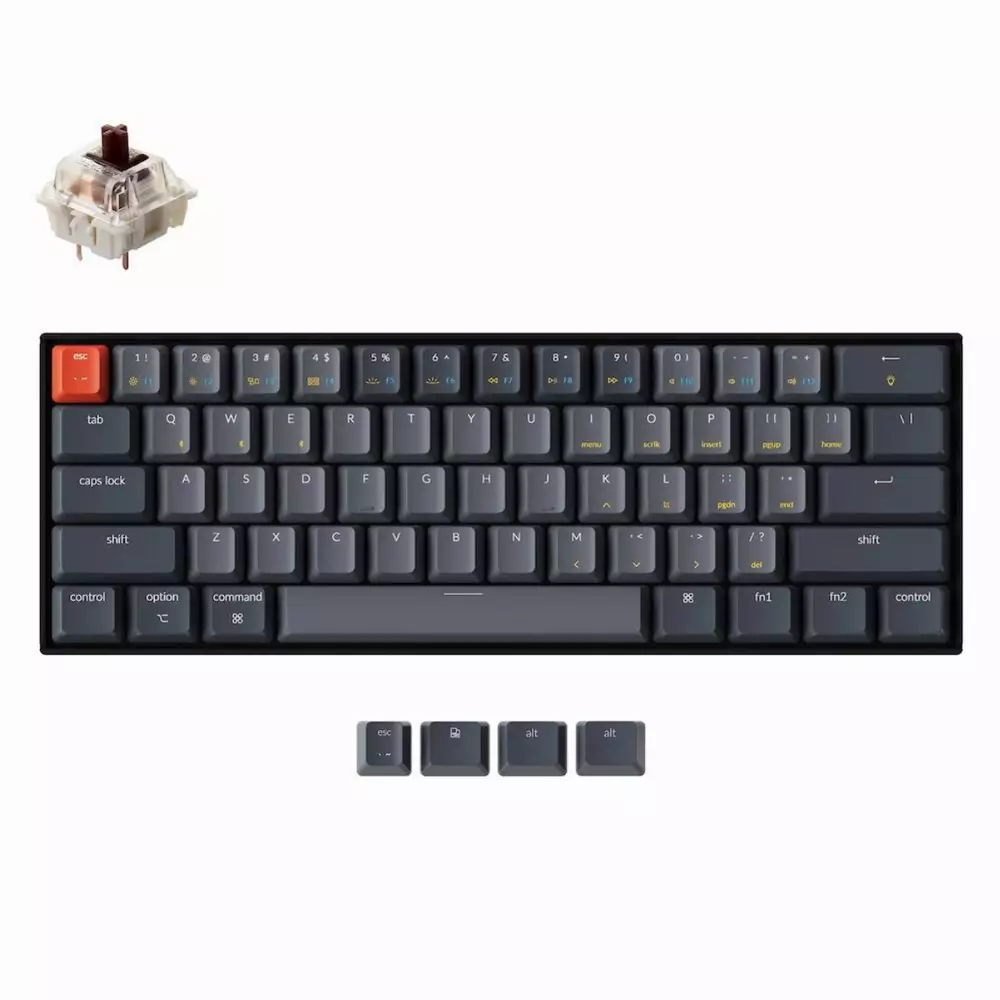 Безжична геймърска клавиатура Keychron K12 Hot-Swappable 60% Gateron Brown Switch RGB LED ABS
