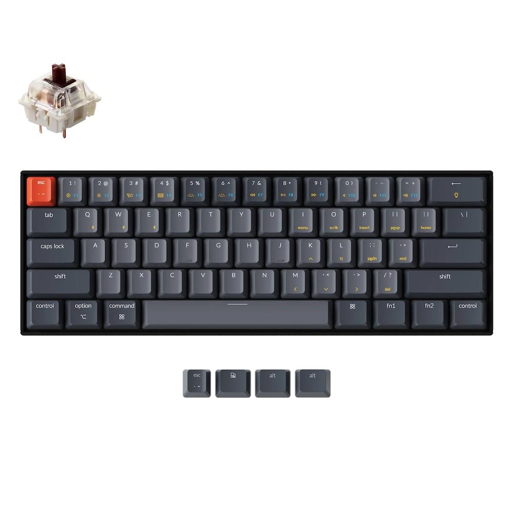 Безжична геймърска клавиатура Keychron K12 Hot-Swappable 60% Gateron Brown Switch RGB LED ABS