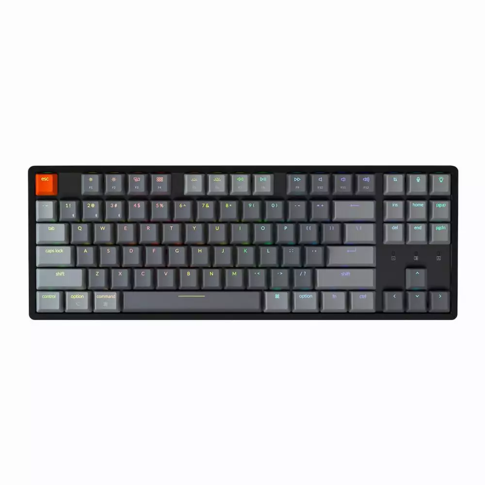 Безжична геймърска клавиатура Keychron K8 Aluminum Hot-Swappable TKL Gateron Blue Switch RGB LED ABS