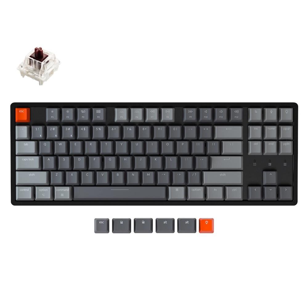 Безжична геймърска клавиатура Keychron K8 Aluminum Hot-Swappable TKL Gateron Brown Switch RGB LED ABS