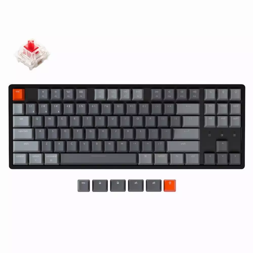Безжична геймърска клавиатура Keychron K8 Aluminum Hot-Swappable TKL Gateron Optical Red Switch RGB LED ABS