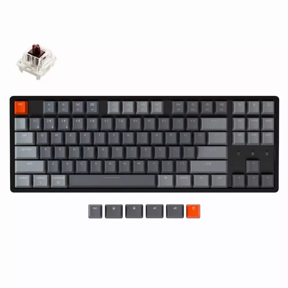 Безжична геймърска клавиатура Keychron K8 Aluminum Hot-Swappable TKL Gateron Optical Brown Switch RGB LED ABS