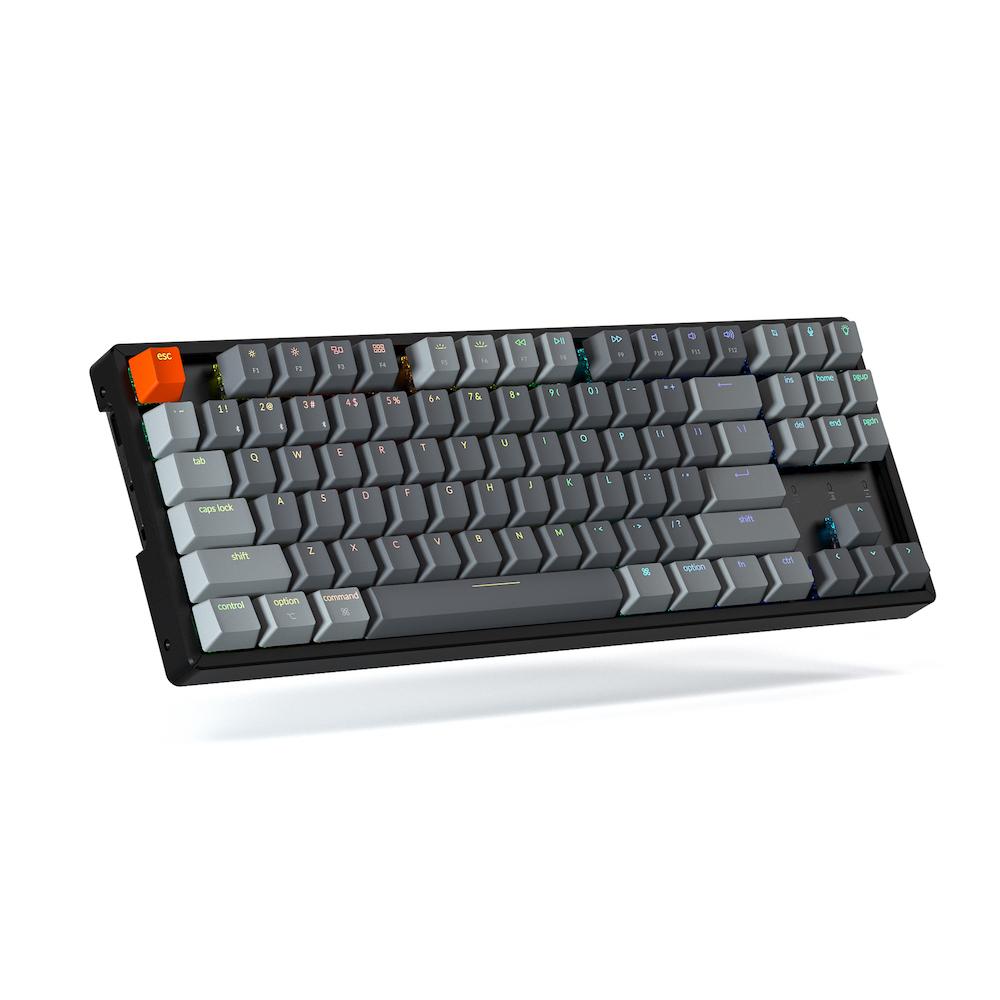 Безжична геймърска клавиатура Keychron K8 Aluminum Hot-Swappable TKL Gateron Optical Brown Switch RGB LED ABS