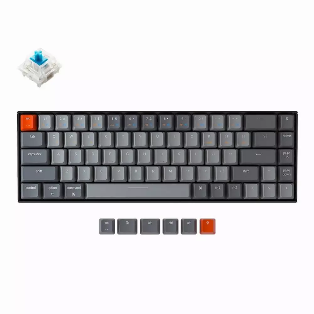 Безжична геймърска клавиатура Keychron K6 Hot-Swappable 65% Blue Switch RGB LED ABS