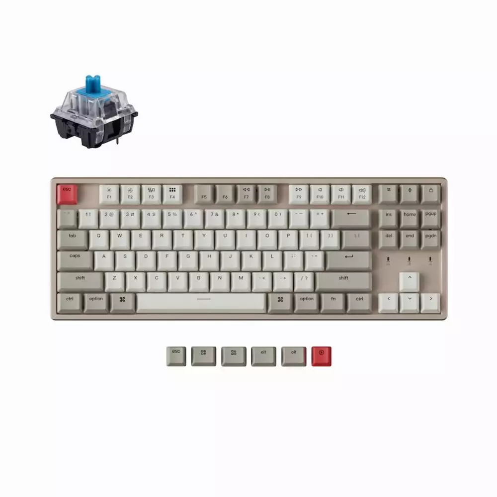 Геймърска клавиатура Keychron K8 Aluminum Hot-Swappable TKL Blue Switch No LED ABS