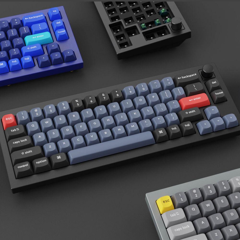 Gaming μηχανικό πληκτρολόγιο Keychron Q2 Silver Grey Knob QMK 65% Gateron G Pro Red Switch RGB LED PBT