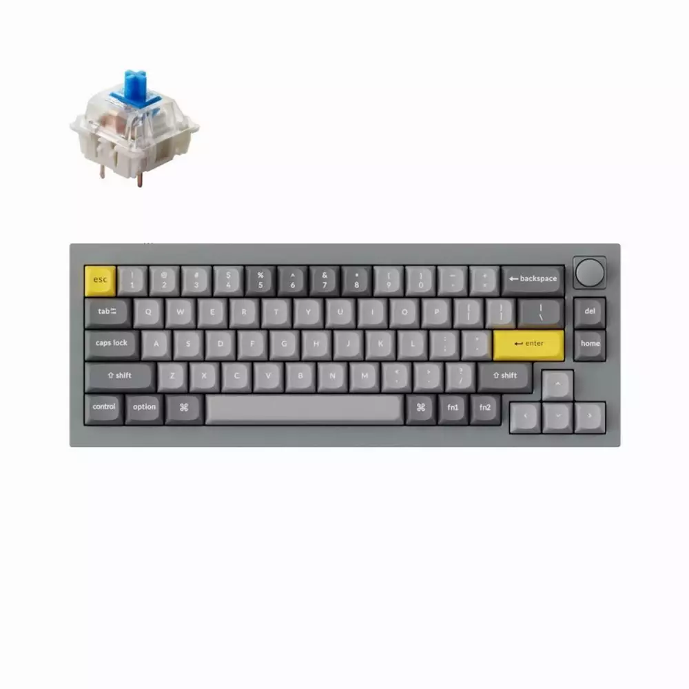 Геймърска механична клавиатура Keychron Q2 Silver Grey Knob QMK 65% Gateron G Pro Blue Switch RGB LED PBT