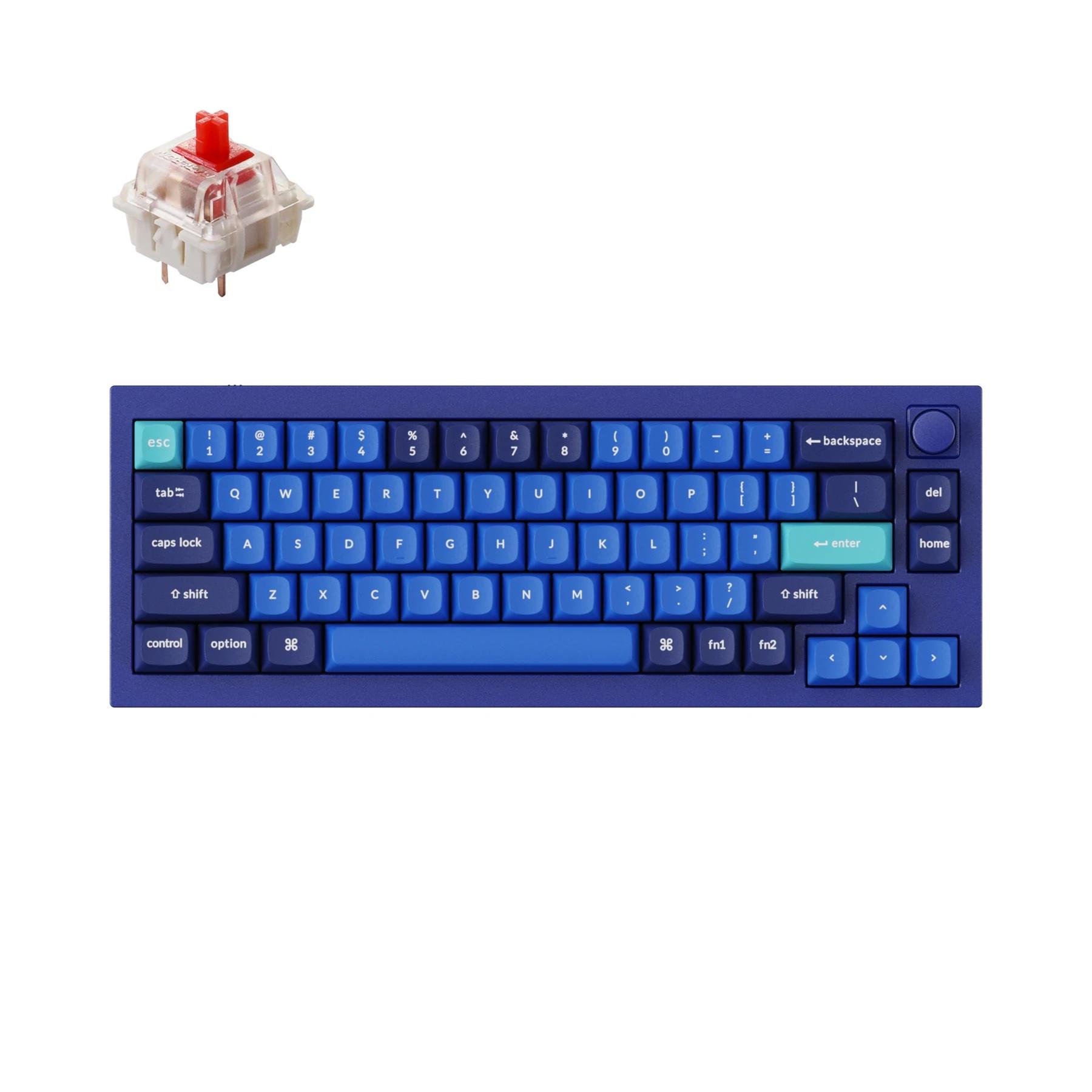 Геймърска механична клавиатура Keychron Q2 Navy Blue Knob QMK 65% Gateron G Pro Red Switch RGB LED PBT