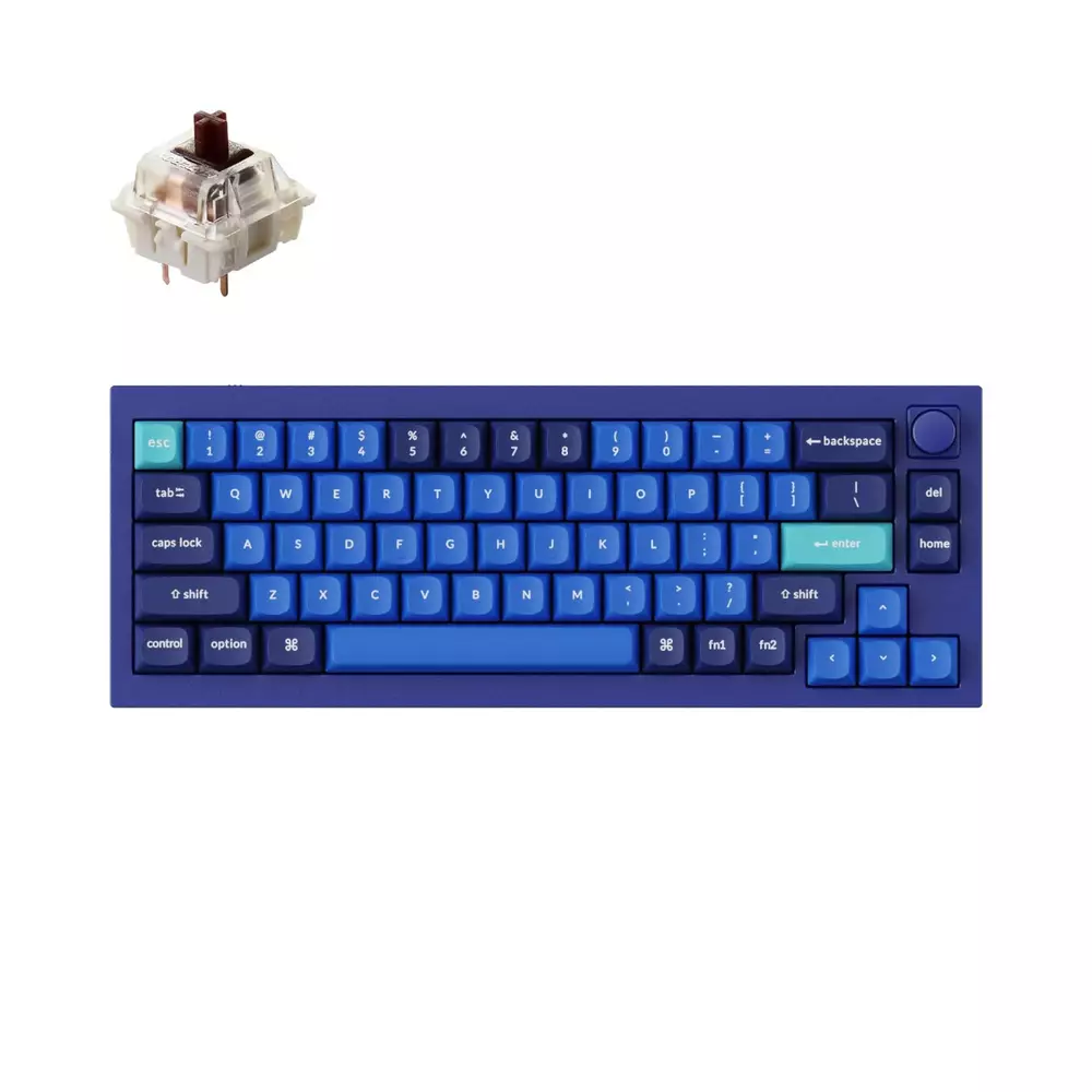 Геймърска механична клавиатура Keychron Q2 Navy Blue Knob QMK 65% Gateron G Pro Brown Switch RGB LED PBT