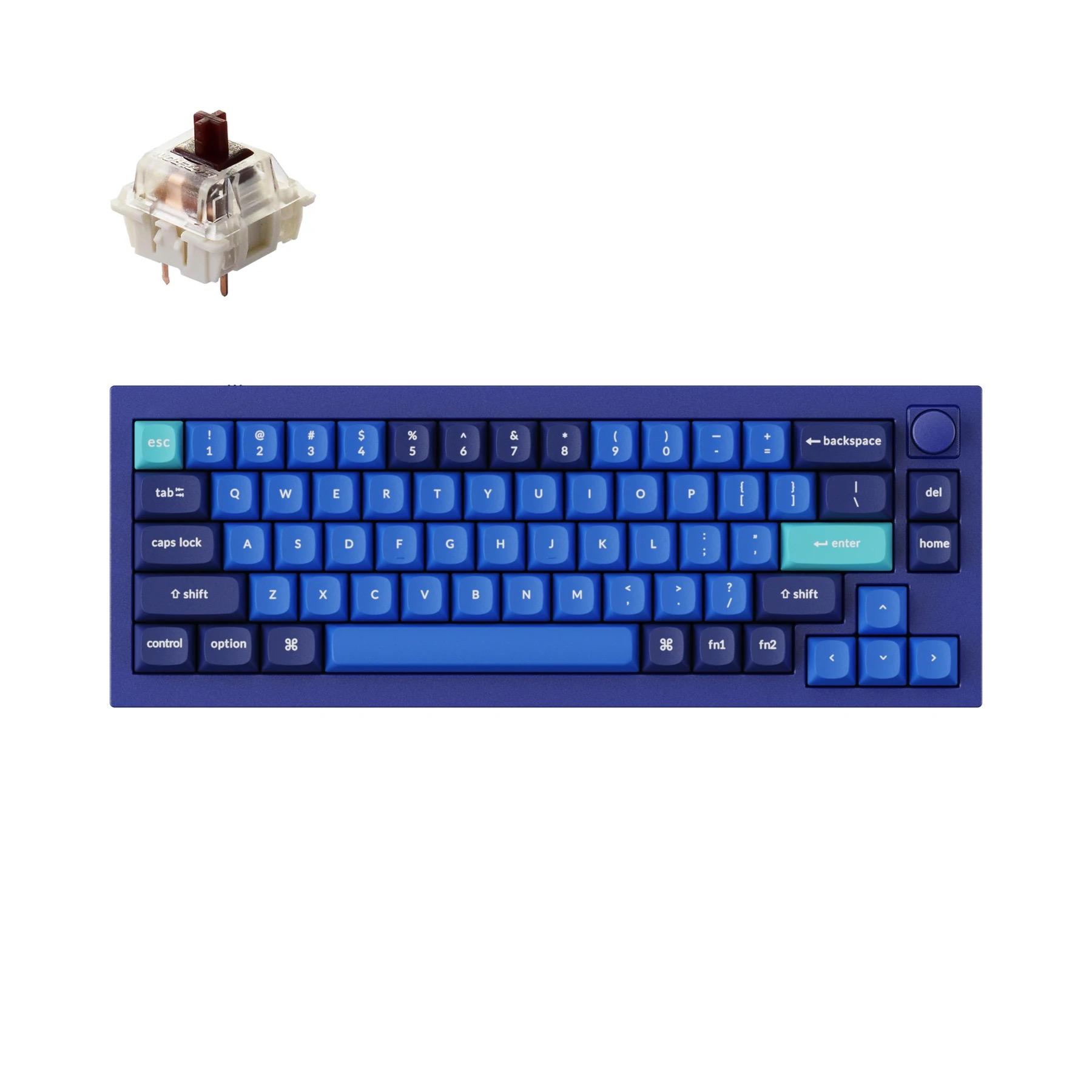 Gaming μηχανικό πληκτρολόγιο Keychron Q2 Navy Blue Knob QMK 65% Gateron G Pro Brown Switch RGB LED PBT