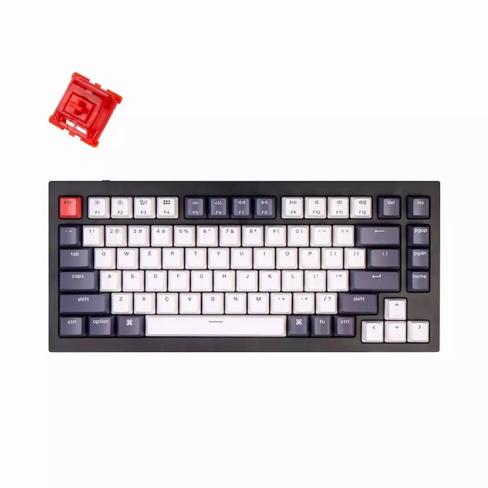 Геймърска механична клавиатура Keychron Q1 Carbon Black QMK 75% Gateron Phantom Red Switch RGB LED ABS