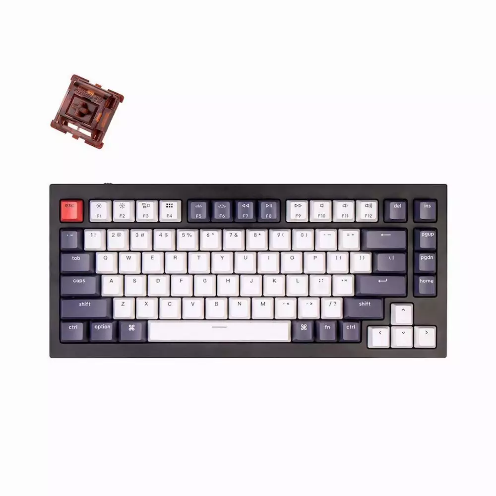 Геймърска механична клавиатура Keychron Q1 Carbon Black QMK 75% Gateron Phantom Brown Switch RGB LED ABS