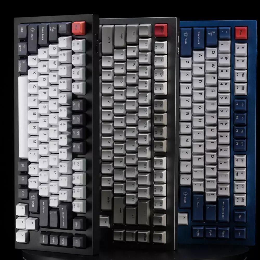 Gaming μηχανικό πληκτρολόγιο Keychron Q1 Silver Grey QMK 75% Gateron Phantom Brown Switch RGB LED ABS