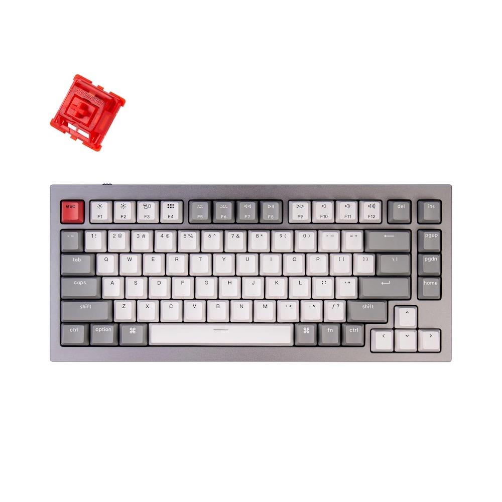 Gaming μηχανικό πληκτρολόγιο Keychron Q1 Silver Grey QMK 75% Gateron Phantom Red Switch RGB LED ABS