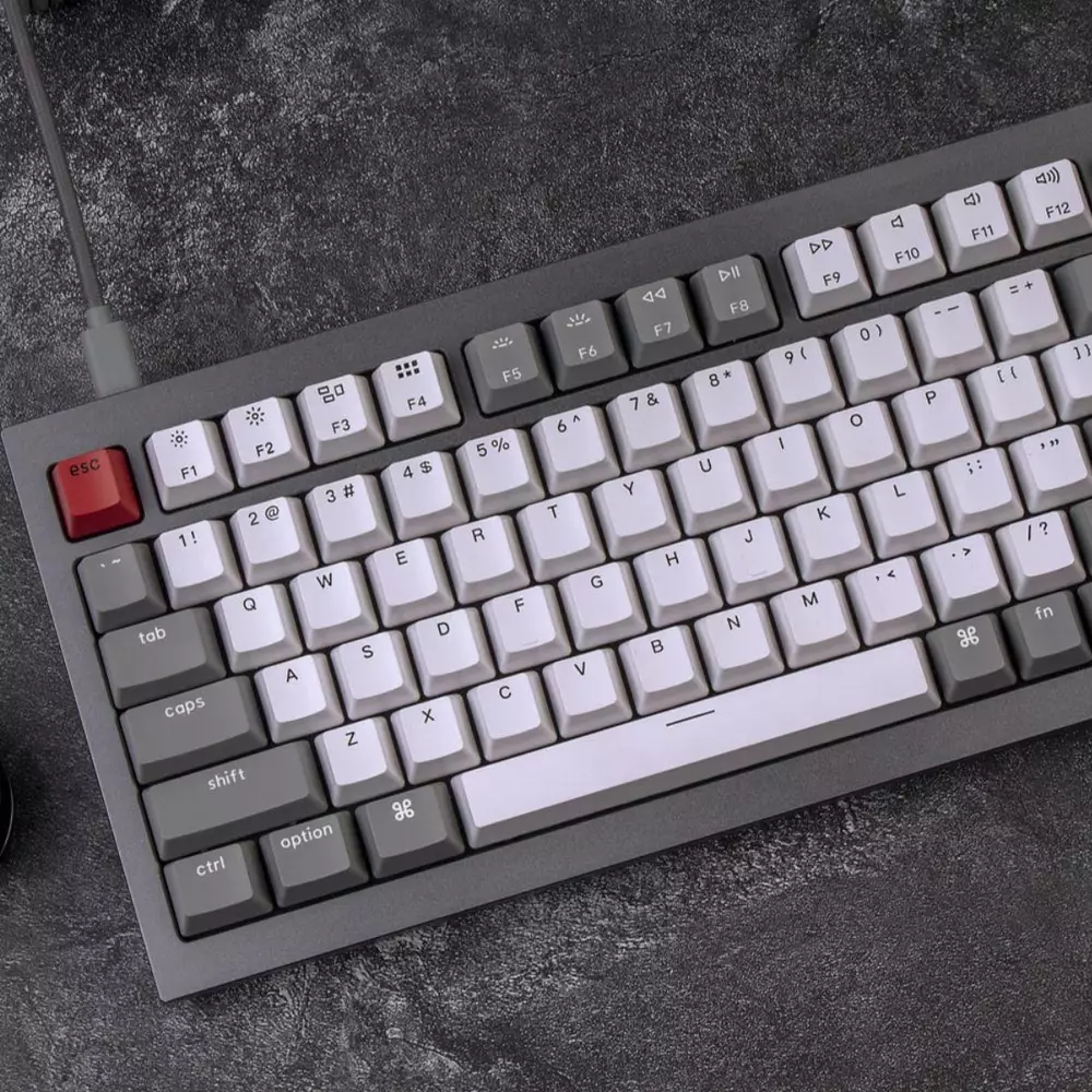 Gaming μηχανικό πληκτρολόγιο Keychron Q1 Silver Grey QMK 75% Gateron Phantom Red Switch RGB LED ABS