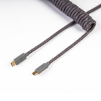 Кабел за клавиатура Keychron Coiled Aviator Custom USB Cable, USB-C - USB-C, Сив