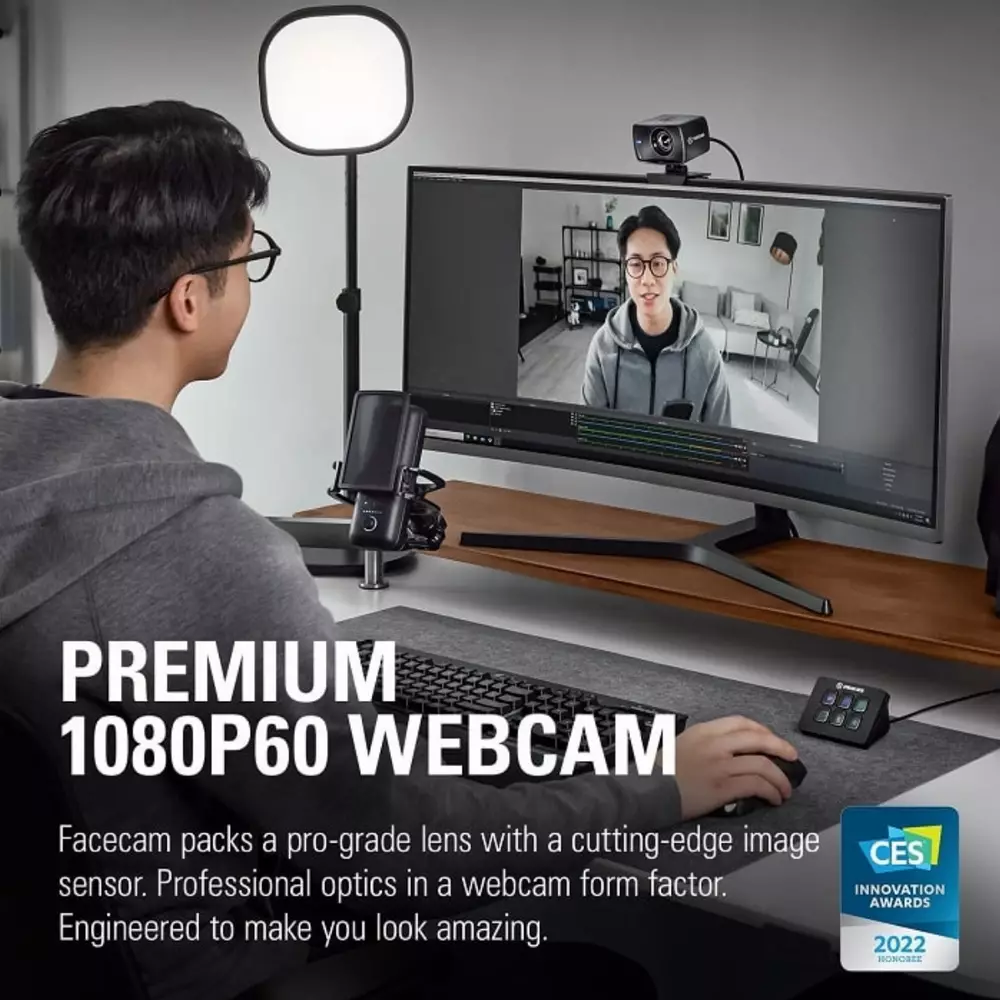 Уеб камера Elgato Facecam 1080p 60fps Webcam Sony STARVIS CMOS USB-C - 10WAA9901