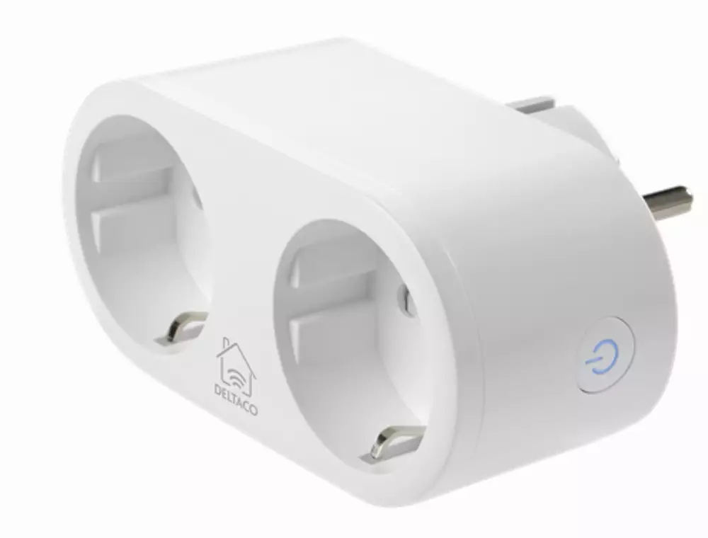 Смарт контакт DELTACO SH-P02E, Google Assistant, Alexa, 13А, WiFi 2.4Ghz, 1xCEE 7/3, Бял