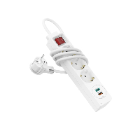 Разклонител  HAMA Power Strip, 3 гнезда, 1.4м, Бутон вкл/изкл, PD/Quick Charge, USB-C/USB-A, Бял