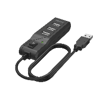 USB хъб HAMA, С бутон вкл./изкл., USB 2.0, 1:4, 480 Mbit/s, черен