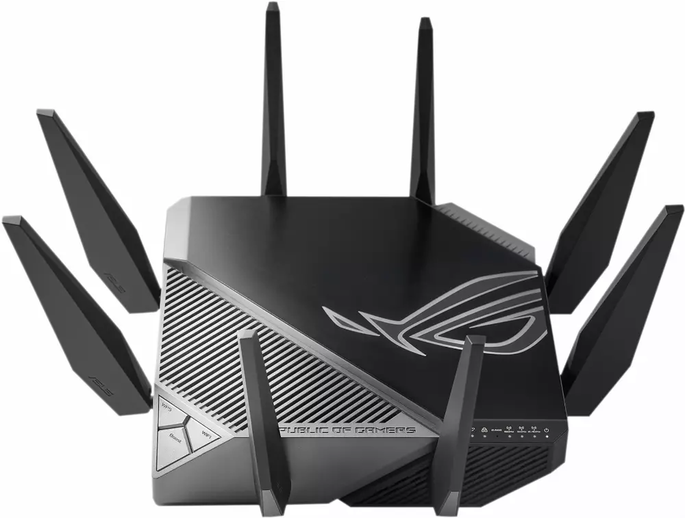 Геймърски Безжичен Рутер ASUS ROG Rapture GT-AXE11000, Tri-band WiFi 6E (802.11ax), MU-MIMO, IPv6, OFDMA, AiMesh, AiProtection Pro, 4804Mbps(11000Mbps Boost)