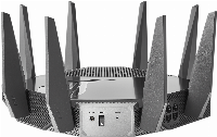 Геймърски Безжичен Рутер ASUS ROG Rapture GT-AXE11000, Tri-band WiFi 6E (802.11ax), MU-MIMO, IPv6, OFDMA, AiMesh, AiProtection Pro, 4804Mbps(11000Mbps Boost)