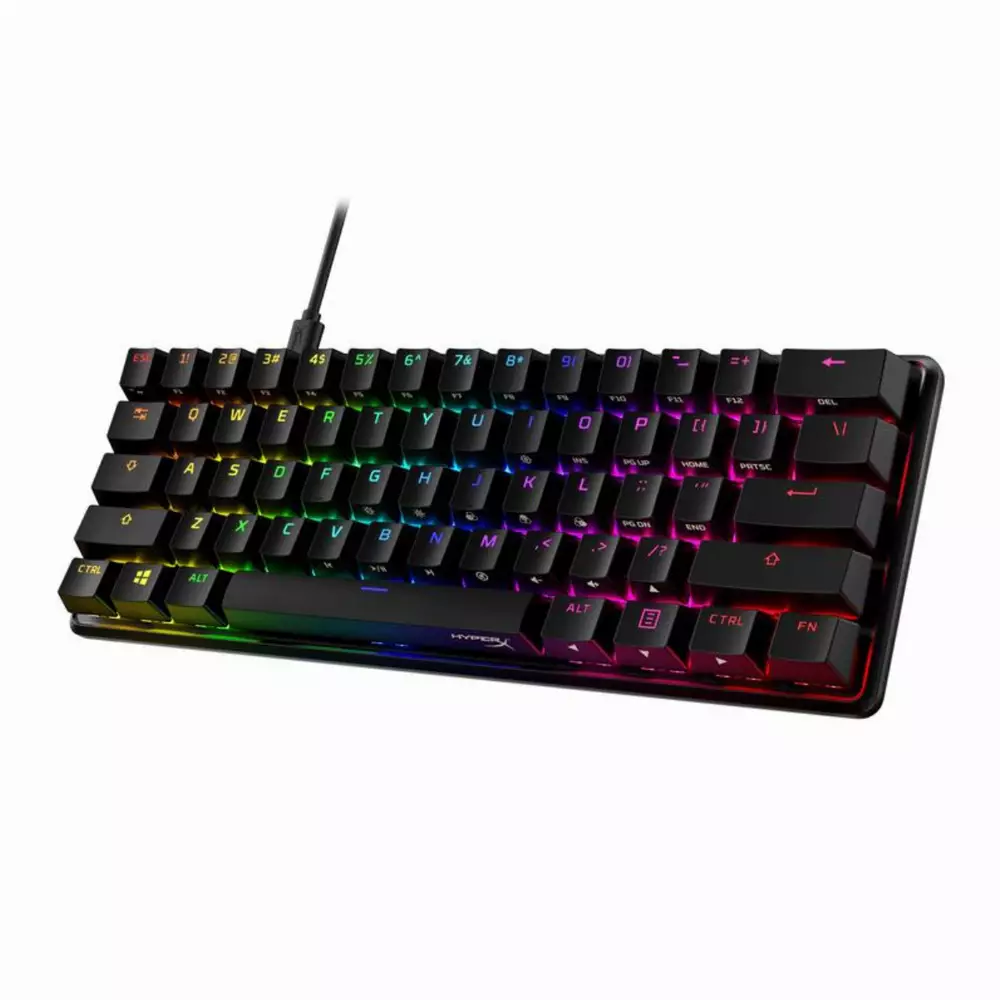 Геймърскa механична клавиатура HyperX Alloy Origins 60, HyperX червени суичове, Черен