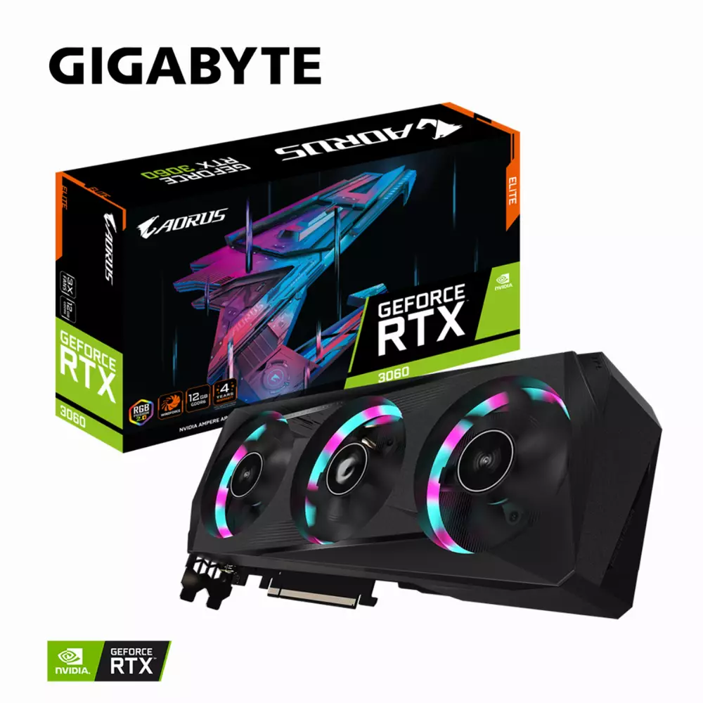 Видео карта Gigabyte AORUS GeForce RTX 3060 ELITE 12GB GDDR6