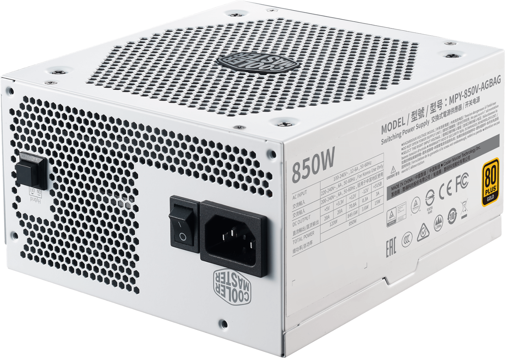 Захранване Cooler Master V850W 80 Plus Gold V2 White Edition - MPY-850V-AGBAG-EU