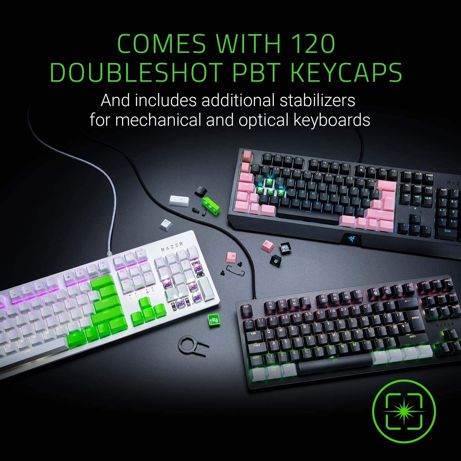 Капачки за клавиатура Razer PBT Keycap Upgrade Set Mercury White - RC21-01490200-R3M1