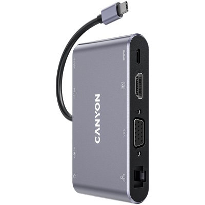 USB хъб CANYON CNS-TDS14 8in1 USB Type-C hub HDMI VGA USB 3.0 LAN