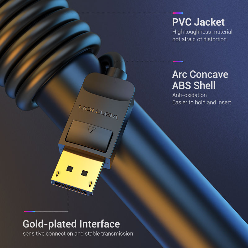 Vention Кабел Cable - Display Port v1.2 DP M / M Black 4K 5M - HACBJ
