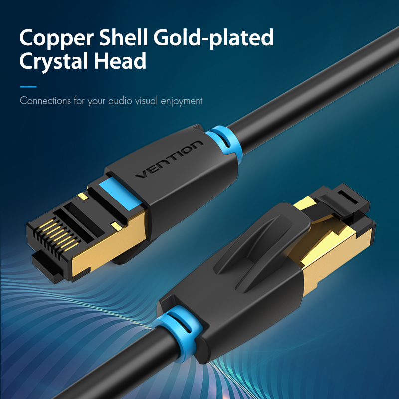 Vention Кабел LAN SFTP Cat.8 Patch Cable - 0.5M Black 40Gbps - IKABD