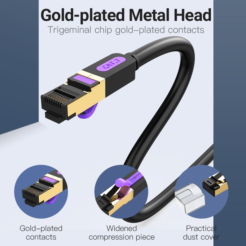 Câble LAN SSTP Cat.7 Patch Cable Vention - 5M Noir 10Gbps - ICDBJ