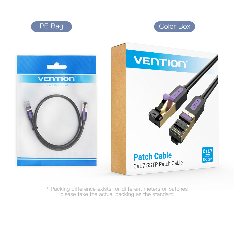Câble LAN SSTP Cat.7 Patch Cable Vention - 5M Noir 10Gbps - ICDBJ