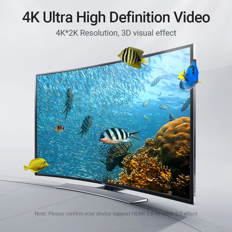 Vention Кабел HDMI Right Angle 270 Degree v2.0 M / M 4K/60Hz Gold - 1.5M Black - AAQBG