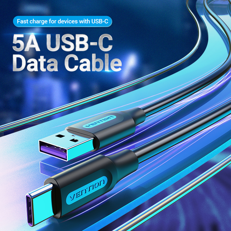 Vention Кабель USB 3.1 Type-C / USB 2.0 AM - 0.5M Черный 5A Быстрая зарядка - CORBD