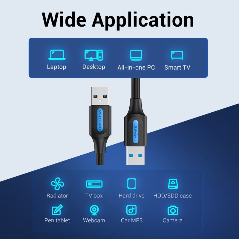 Vention Câble USB 3.0 AM / AM - 1.5M Noir - CONBG