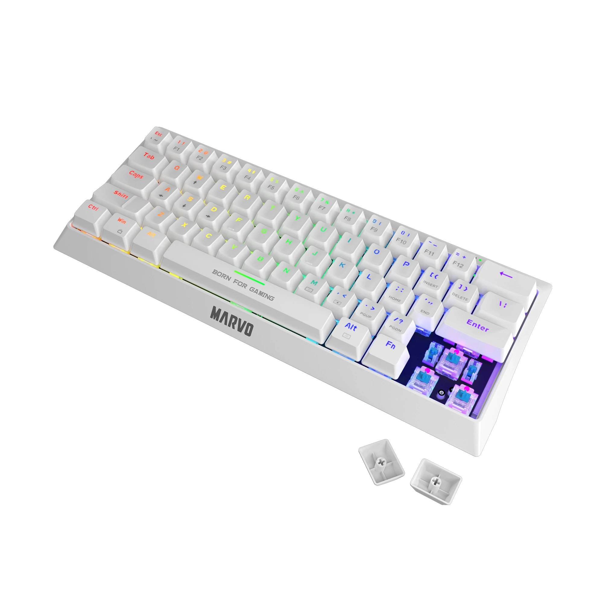Геймъркса клавиатура Marvo KG962WH  60% White  - BLUE Switches