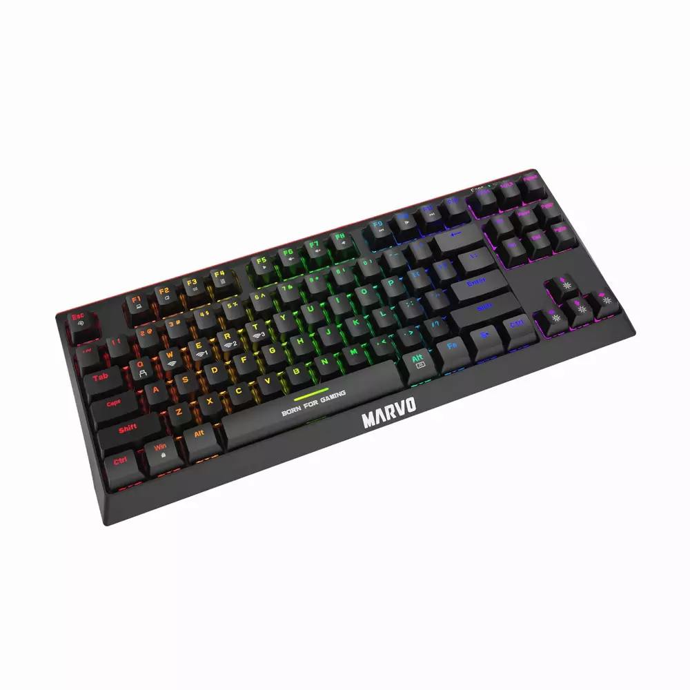 Безжична механична геймърска клавиатура Marvo KG953W - Bluetooth 5.0, Blue switches, 87 keys TKL