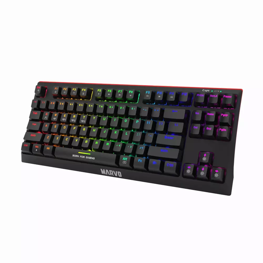 Безжична механична геймърска клавиатура Marvo KG953W - Bluetooth 5.0, Blue switches, 87 keys TKL
