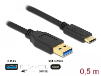 Кабел Delock USB-C мъжко -USB 3.2 A мъжко, 0.5 м