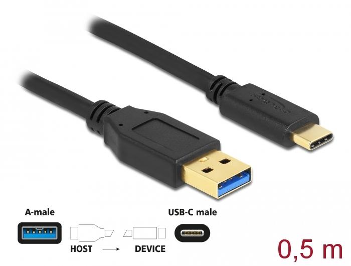 Кабел Delock USB-C мъжко -USB 3.2 A мъжко, 0.5 м