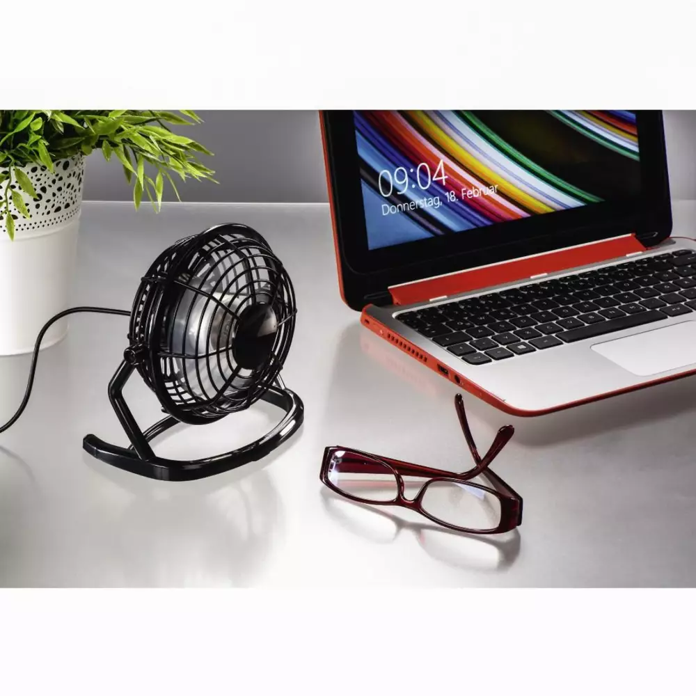 Вентилатор за бюро HAMA, USB, 10 cm (4"), Черен